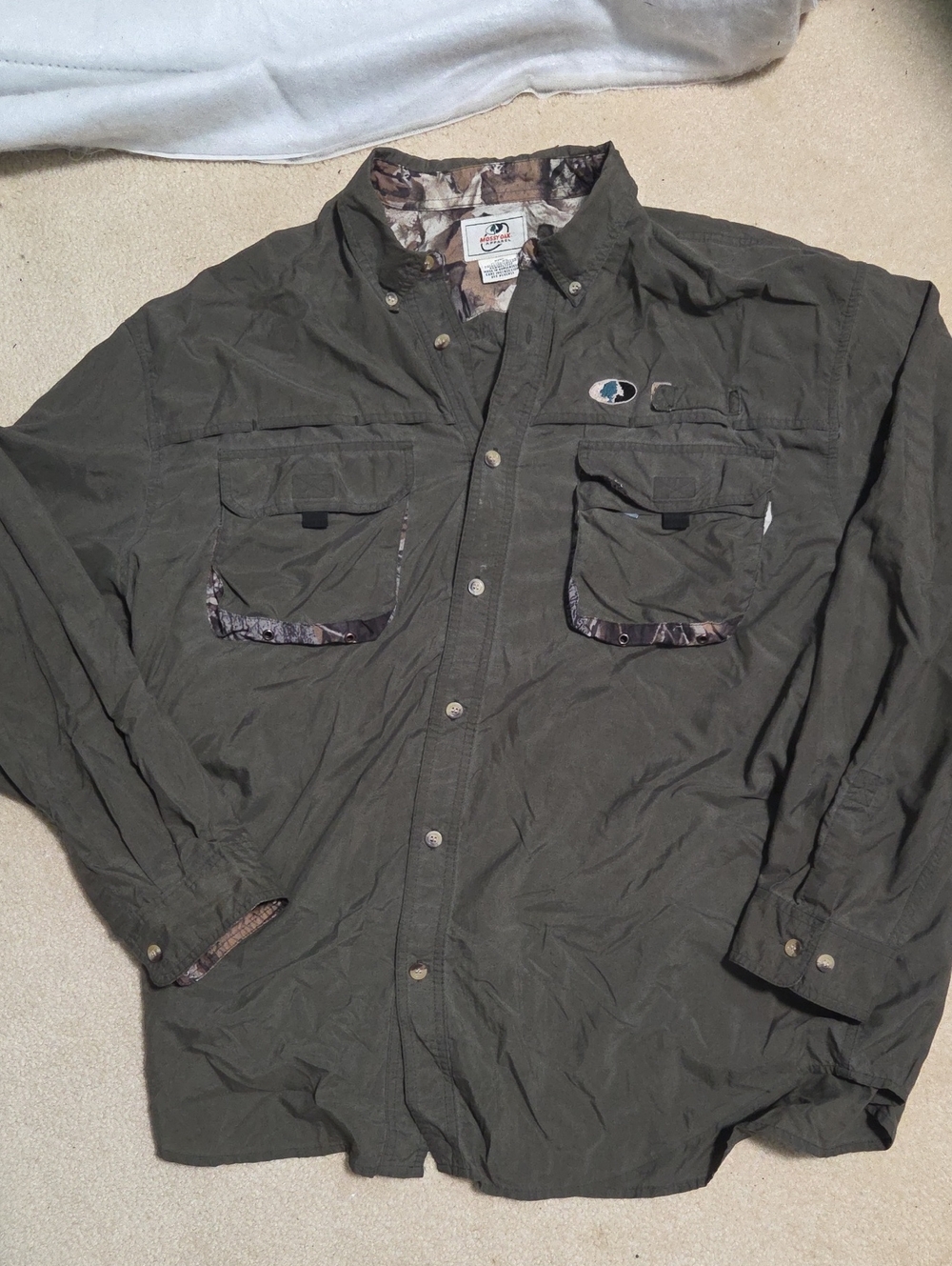 Mossy Oak Olive Green Field Jacket with Camo Trim